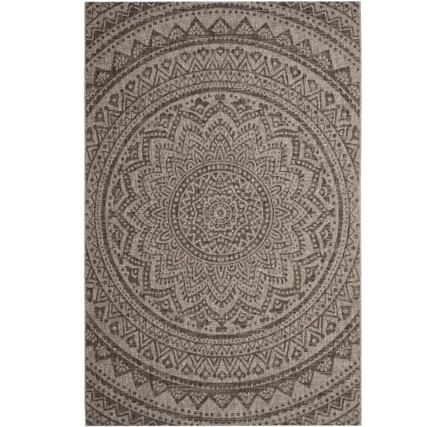 Safavieh Washable Rug Outdoor Courtyard Collection - 5'3&amp;quot; X 7'7&amp;quot;, Light Beige &amp;amp; Light Brown, Non-Shedding &amp;amp; Easy Cleaning, Ideal for Patio, Backyard, Mudroom (cy8736-36312)