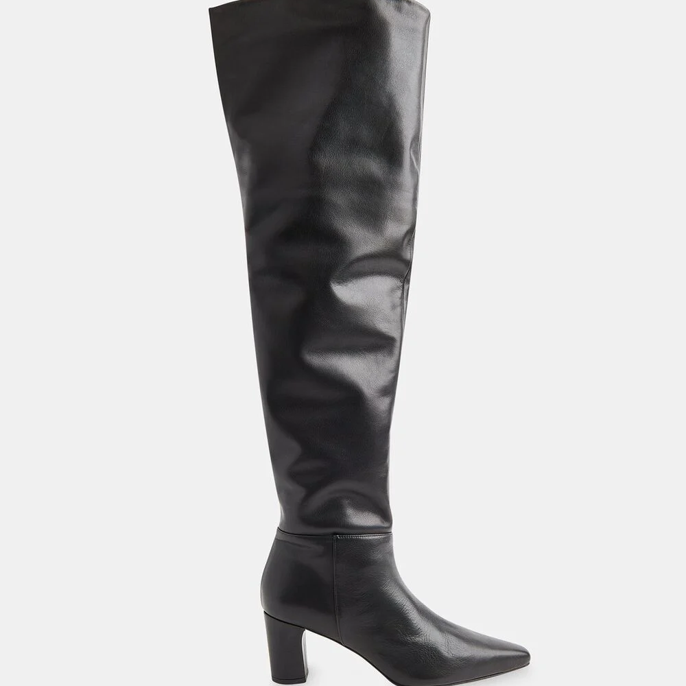 Whistles black leather thigh high boots