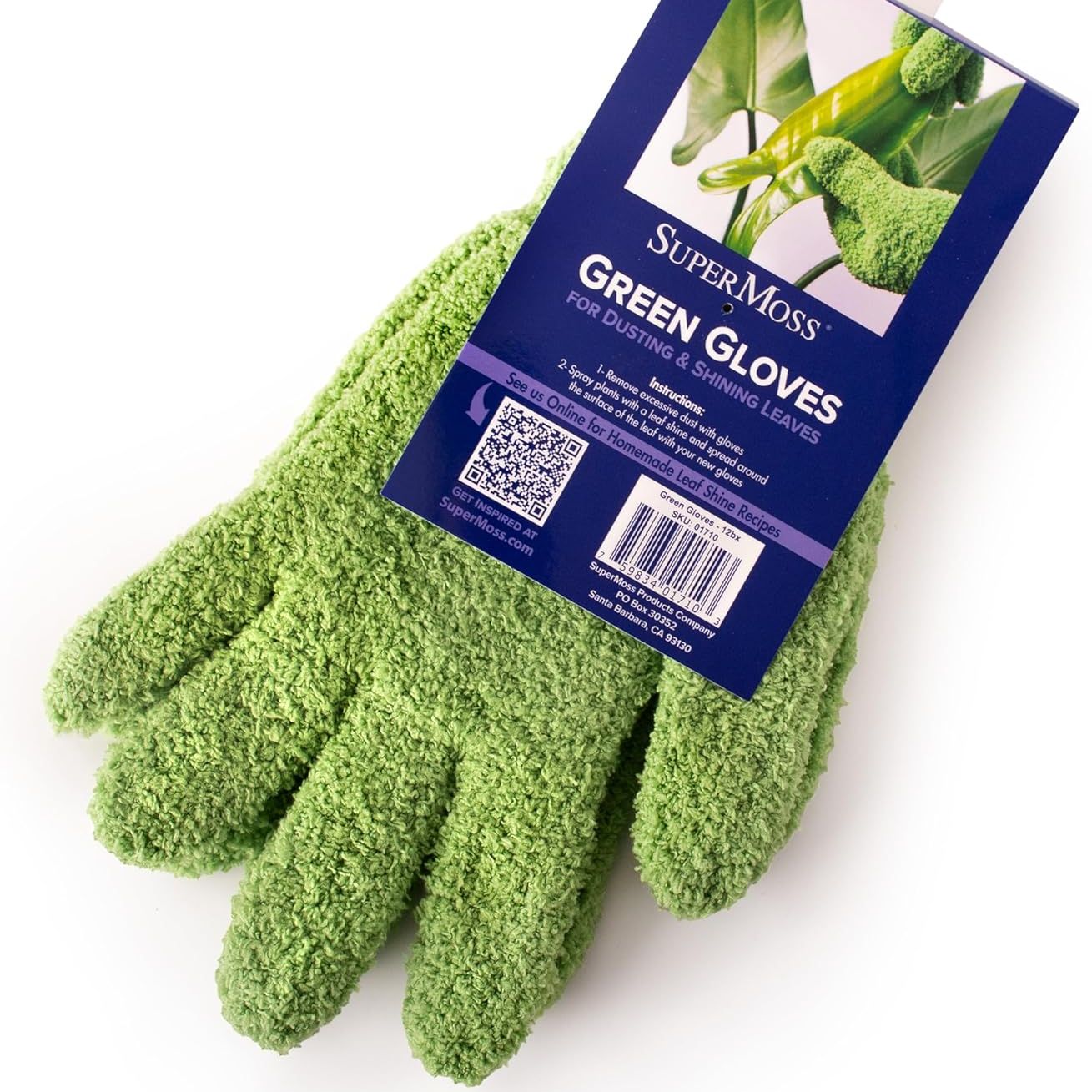 Supermoss (01710) Microfiber Dusting Gloves for Plants &amp;ndash; Gentle Leaf Shine &amp;amp; Cleaner for Houseplants, Reusable Indoor Plant Care Accessories, Durable and Washable Dusting Mitts, Universal Fit, Green