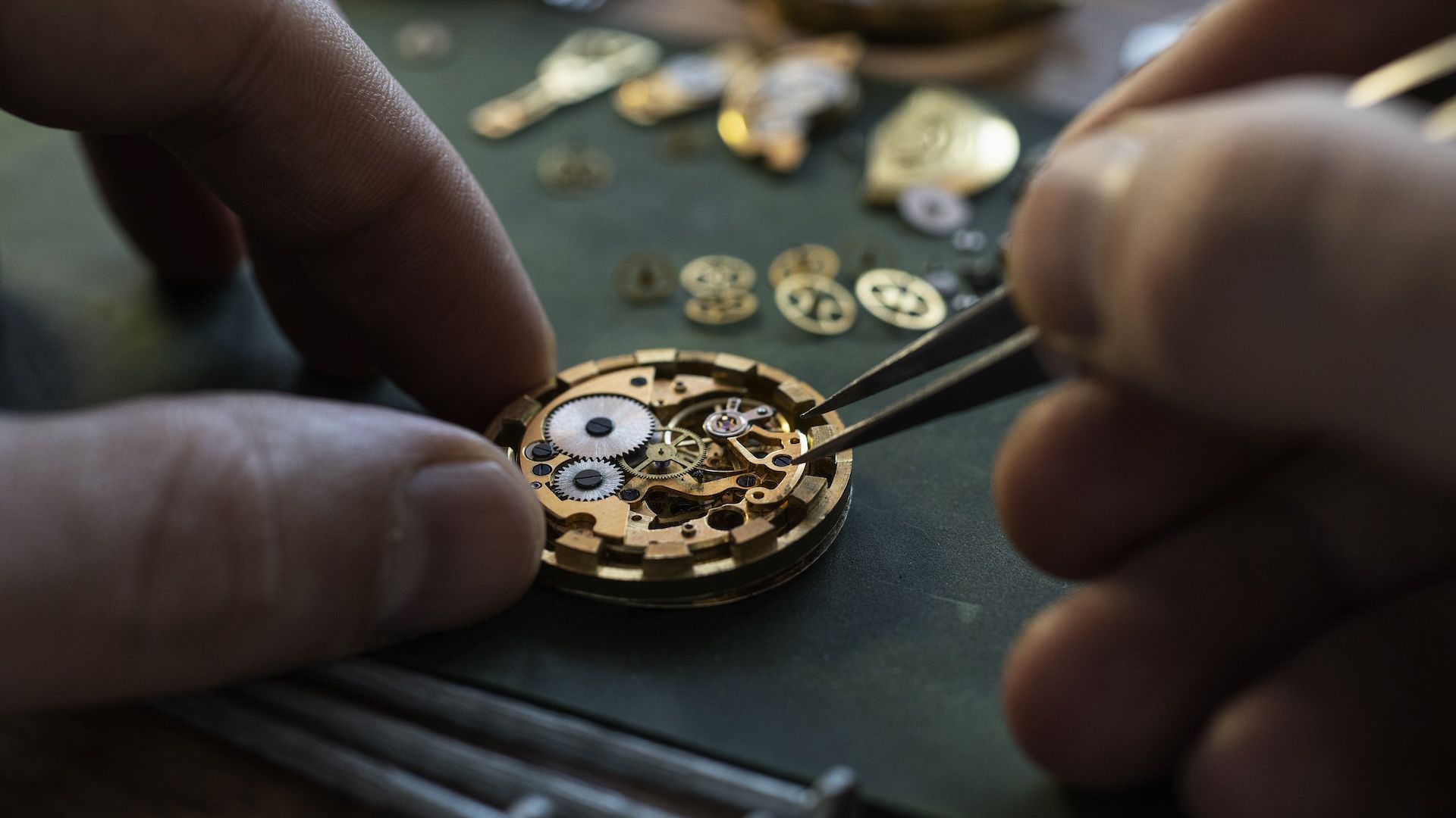 Mechanical watch repair. Watchmaker is repairing the mechanical watches