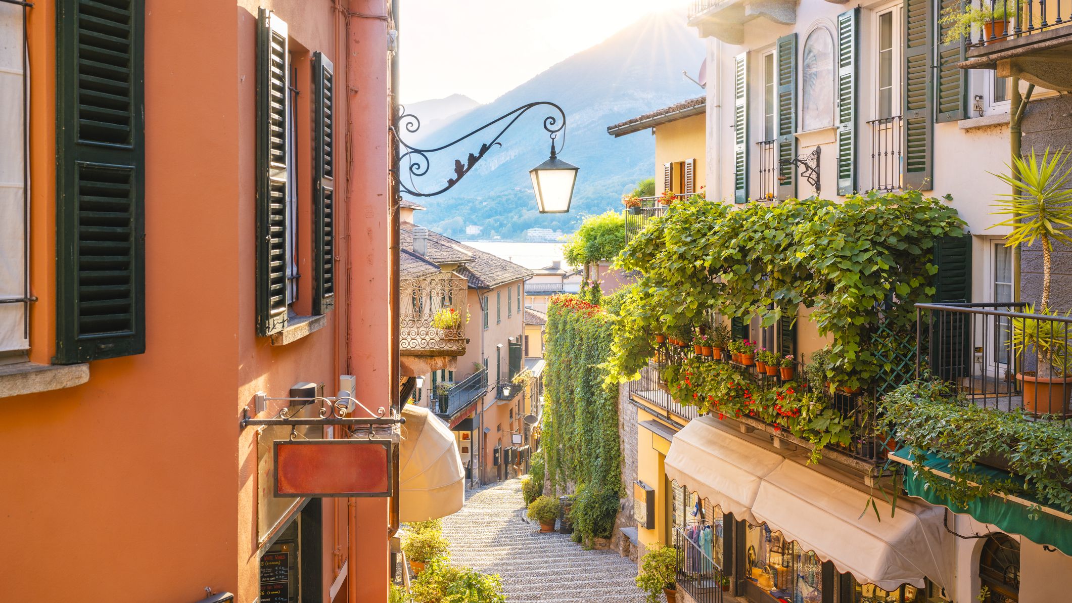 Small alley in the old town of Bellagio, Como, Italy