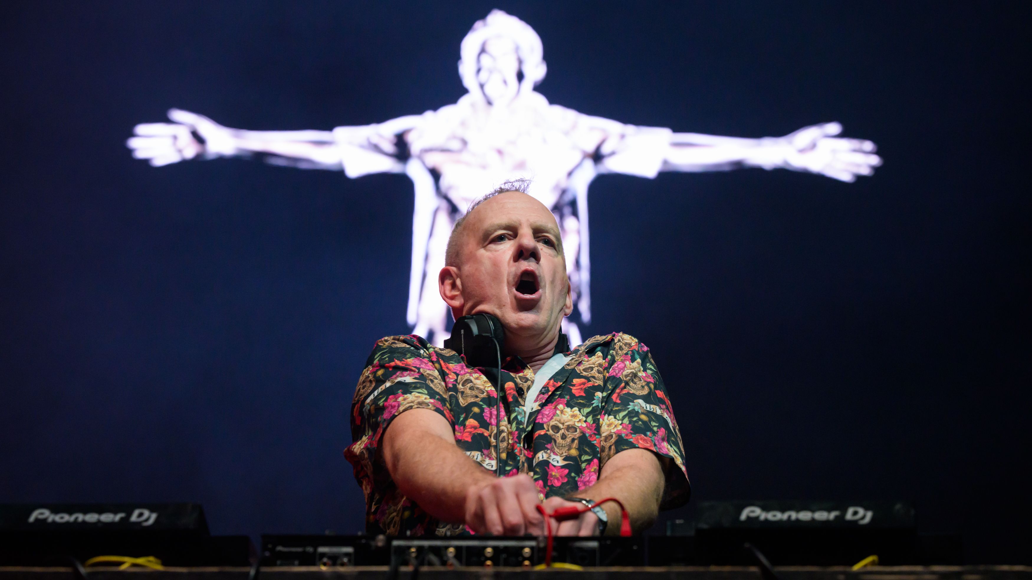 BOURNEMOUTH, ENGLAND - DECEMBER 04: Fatboy Slim performs onstage during a concert at O2 Academy Bournemouth on December 04, 2025 in Bournemouth, England. (Photo by Mark Holloway/Redferns)