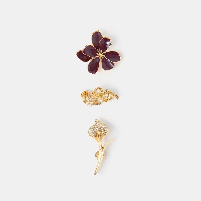 3-Pack Winter Flower Brooch Set