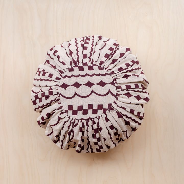 Cotton Cushion Cover in Pink Checker Stripe