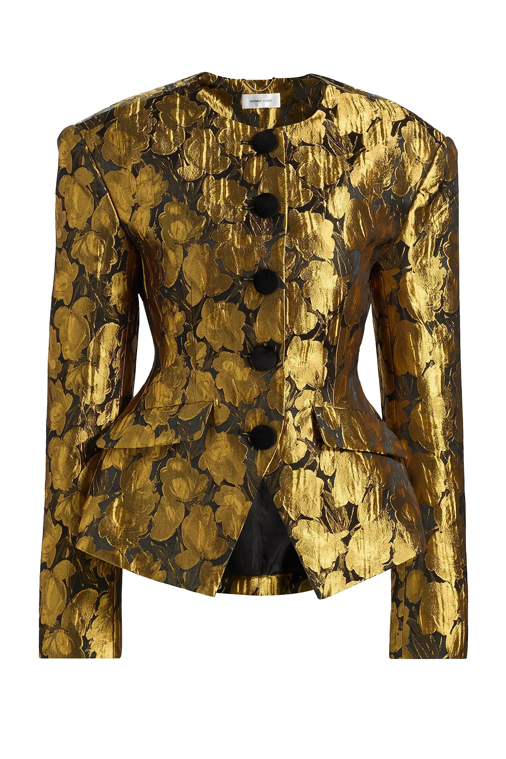 Wanda Metallic Floral Brocade Blazer