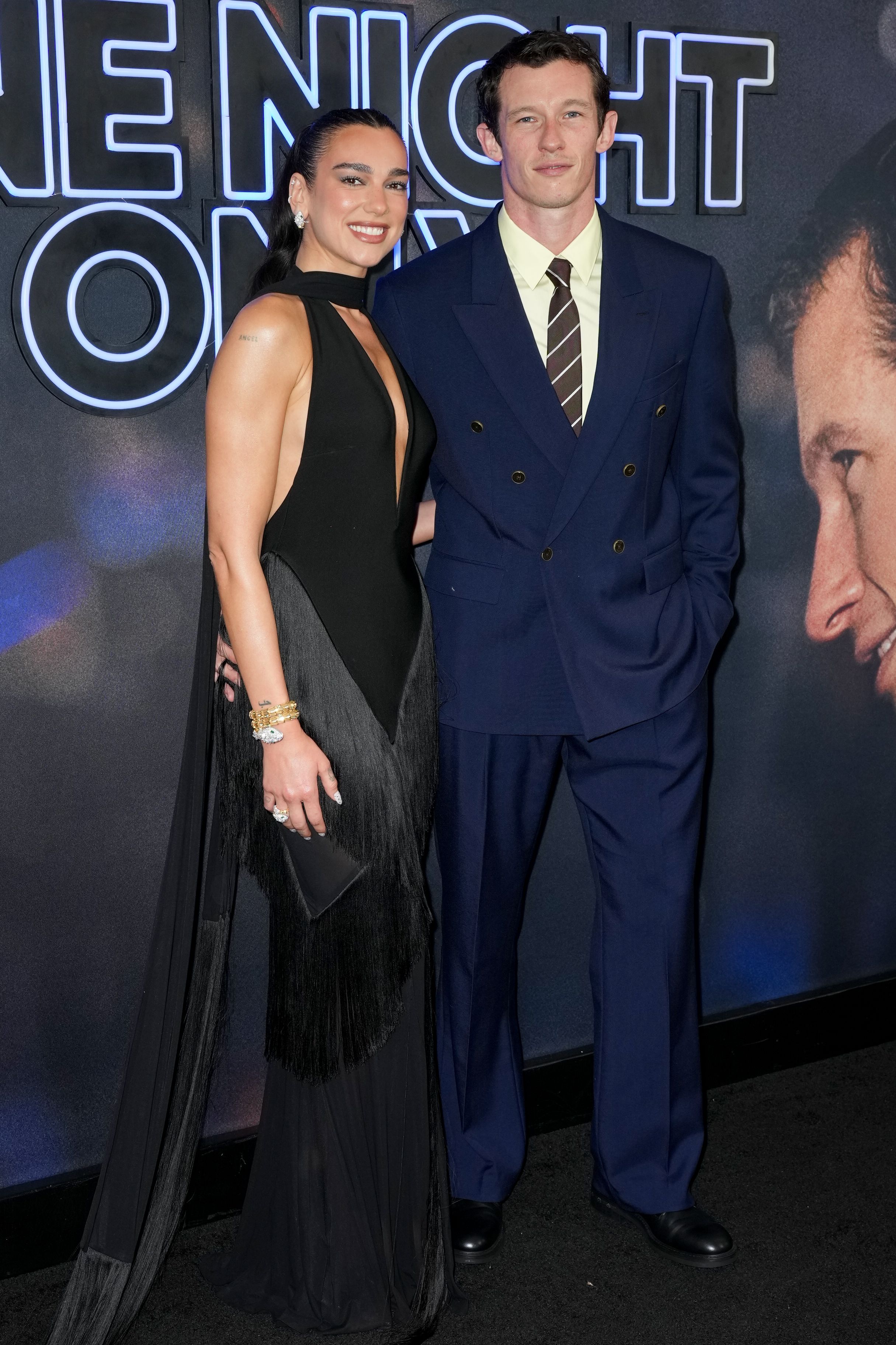 Dua Lipa and husband Callum Turner attends "One Night Only" New York Premiere at SVA Theater on August 03, 2026 in New York City.