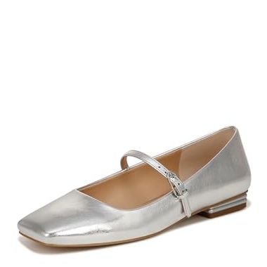 Franco Sarto Women's Tinsley Mary Jane Flats, Silver Metallic, 4.5 Uk