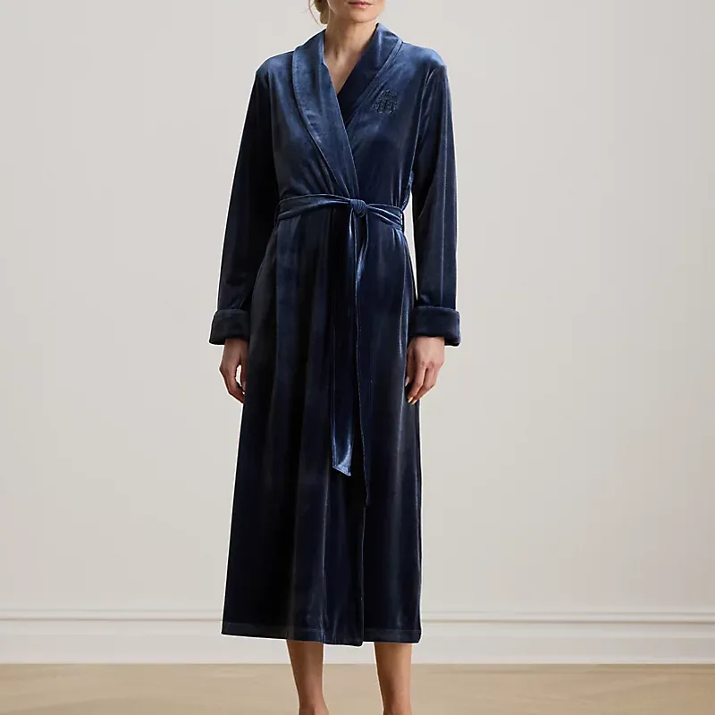 Velvet Long Shawl Collar Robe