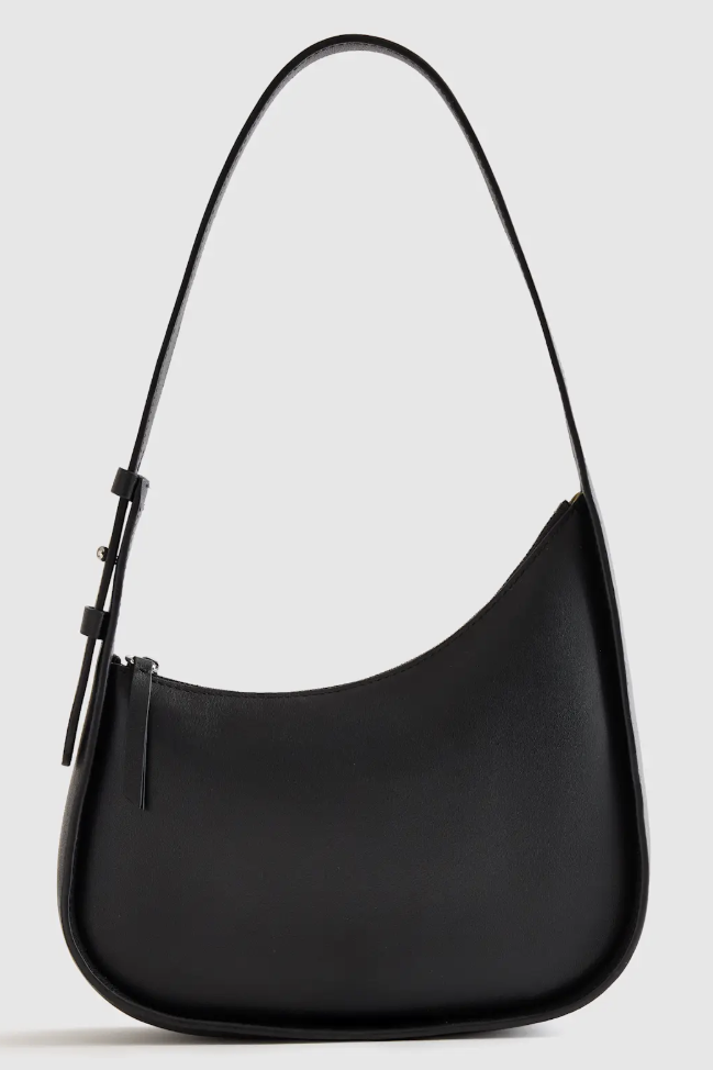 Quince, Italian Leather Asymmetrical Mini Shoulder Bag in Shell Pink