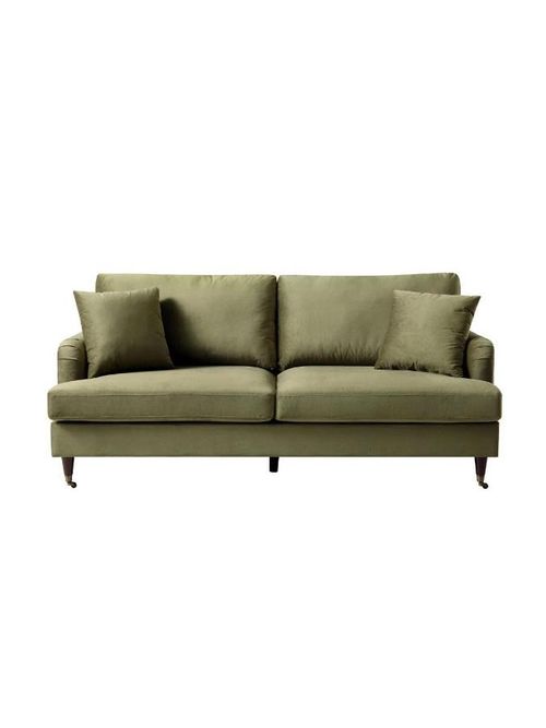 Brigette 2-Seater Olive Green Velvet Sofa