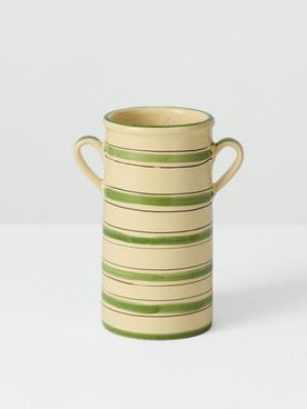 Cortona Stripe Utensil Jar | Cream/leaf