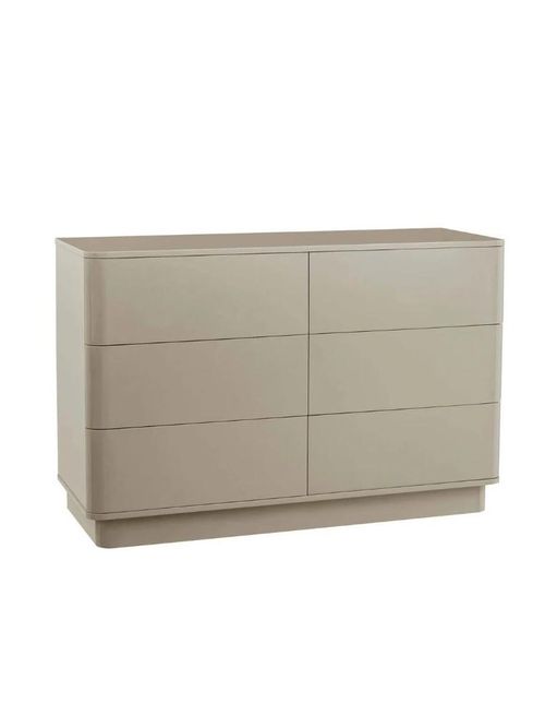 Romilly High Gloss 6 Drawer Chest in Taupe