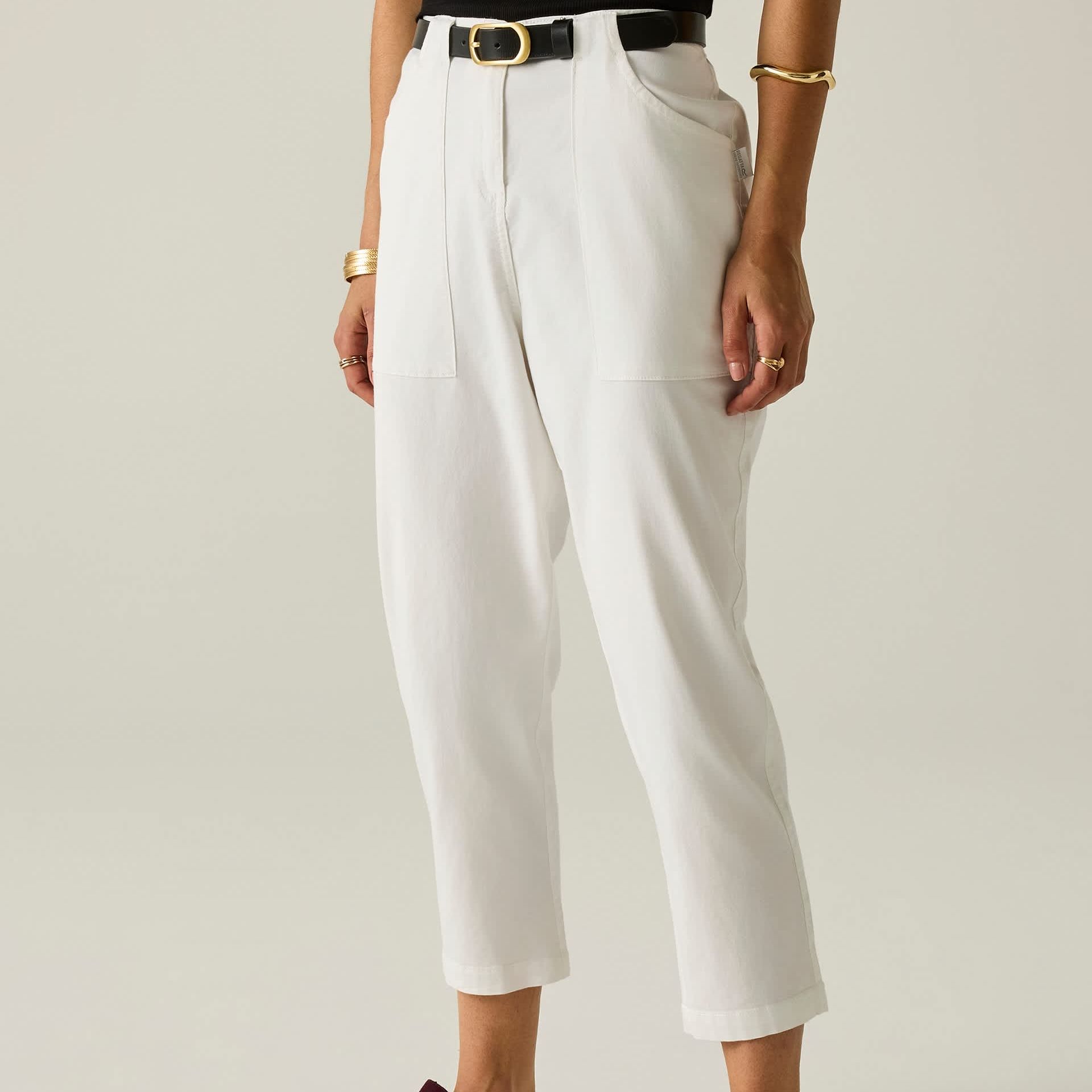 Shorebella Cotton Blend Straight Leg Cropped Trousers