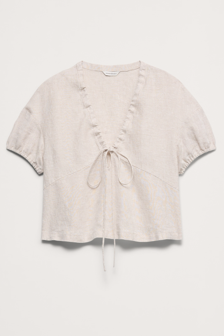 Banana Republic, Linen Tie-Front V-Neck Top