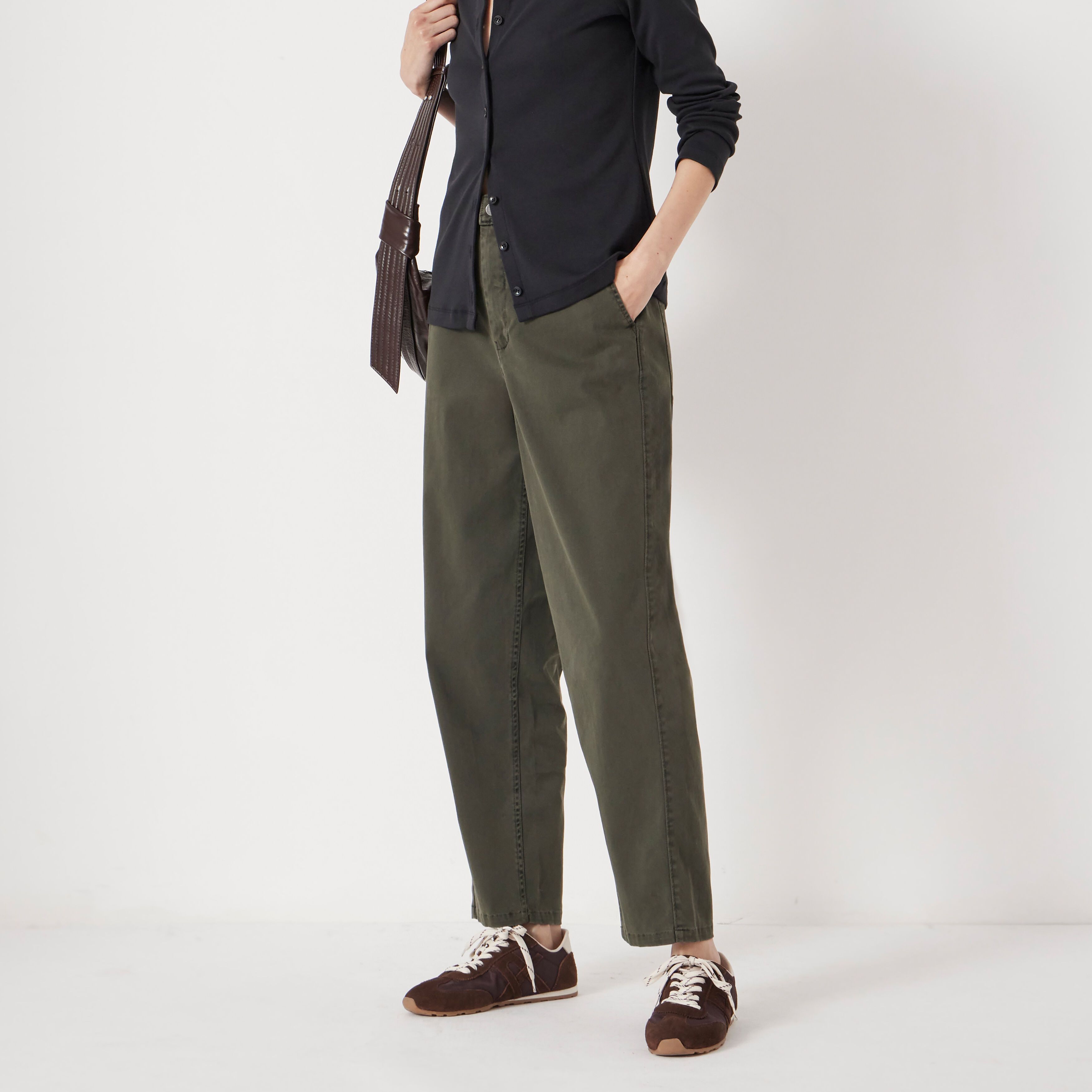 Tapered Leg Casual Trousers