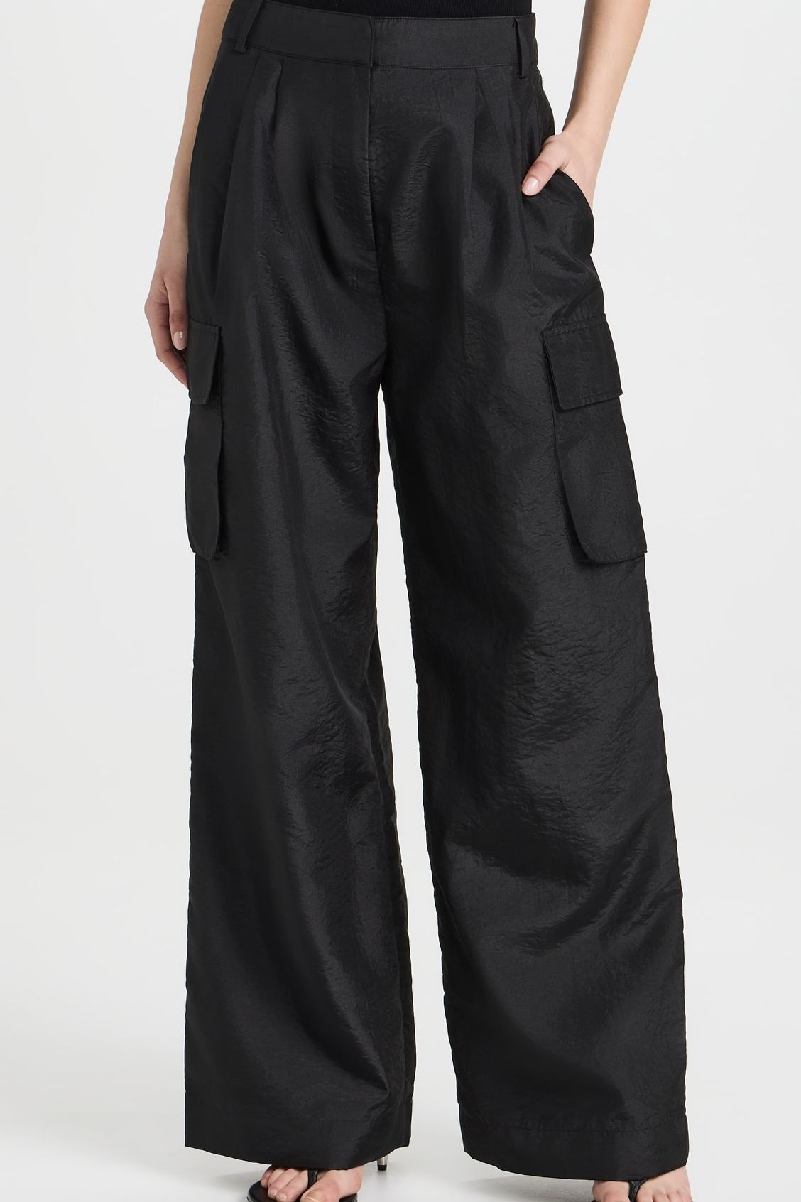 Tibi Crispy Nylon Pleated Cargo Pant