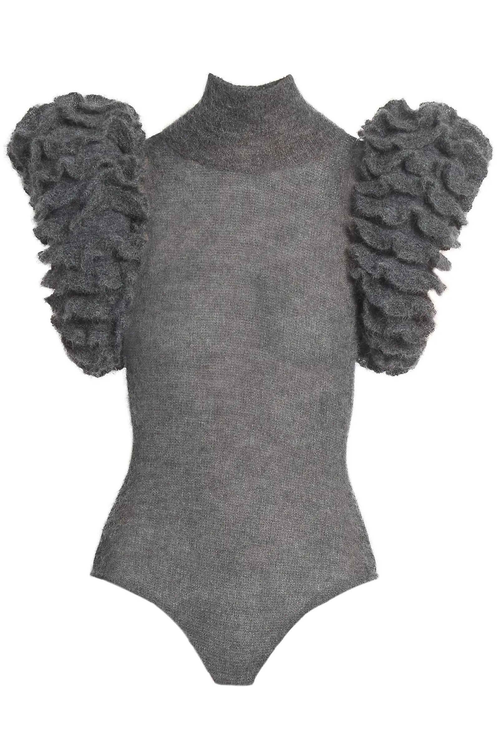 Ala&amp;iuml;a Mohair-Blend Padded Bodysuit