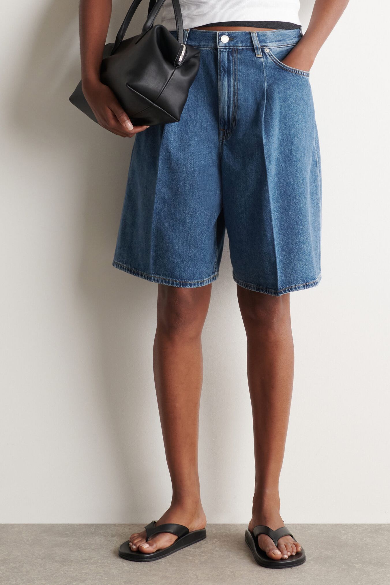 Wide-Leg Denim Shorts