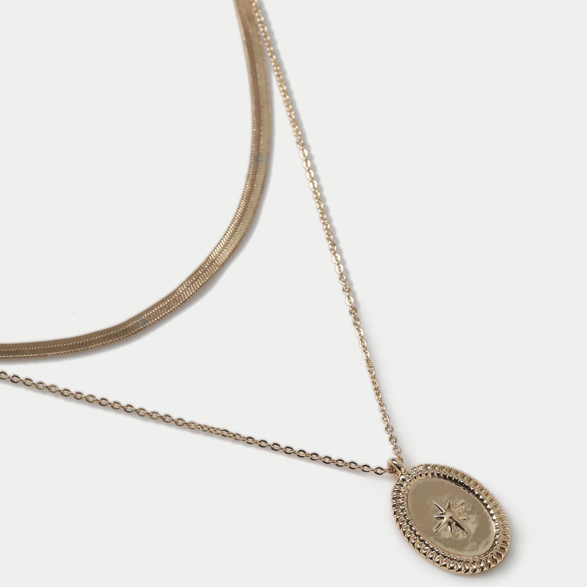 Coin Pendant Multirow Necklace