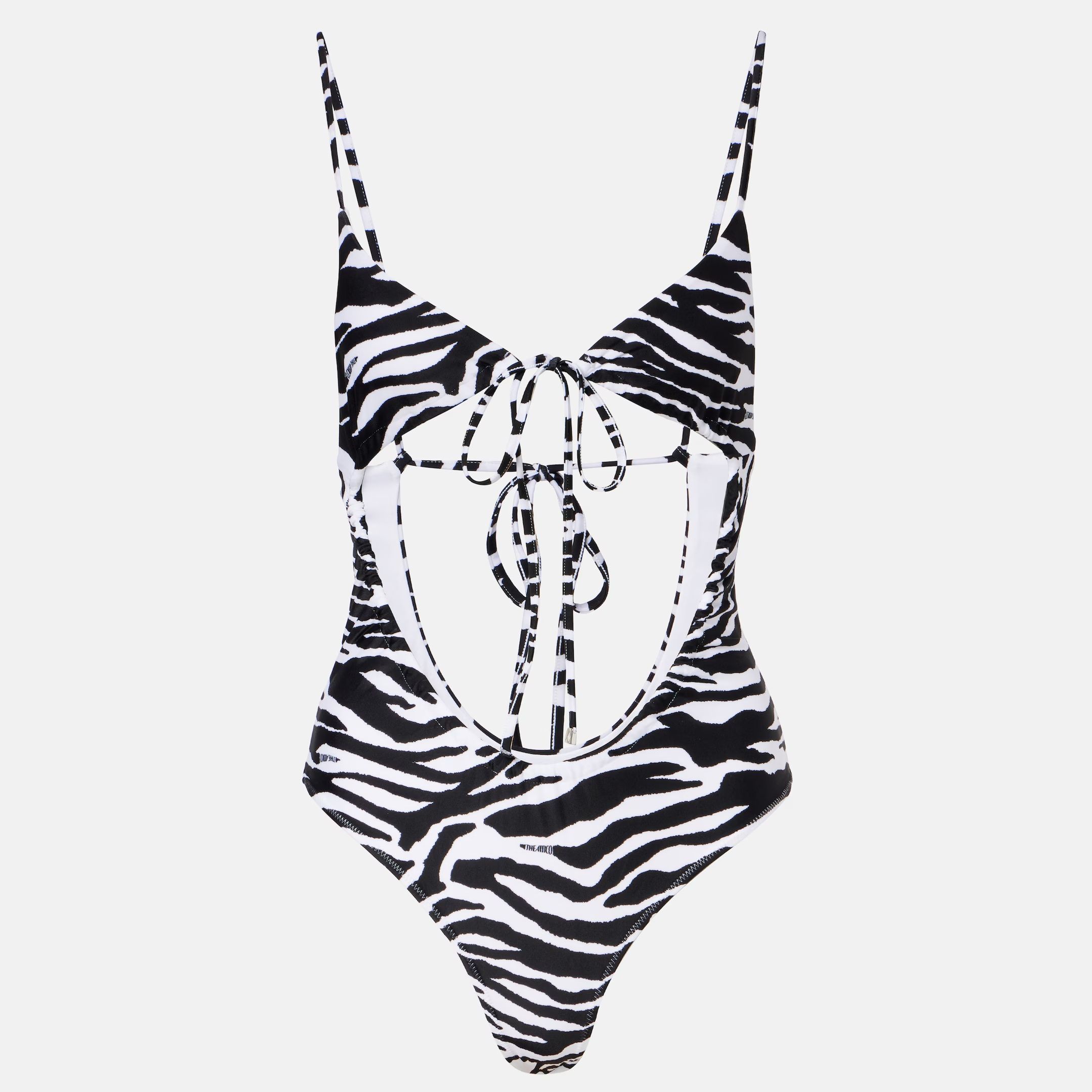 The Attico, Cutout Zebra-Print Swimsuit