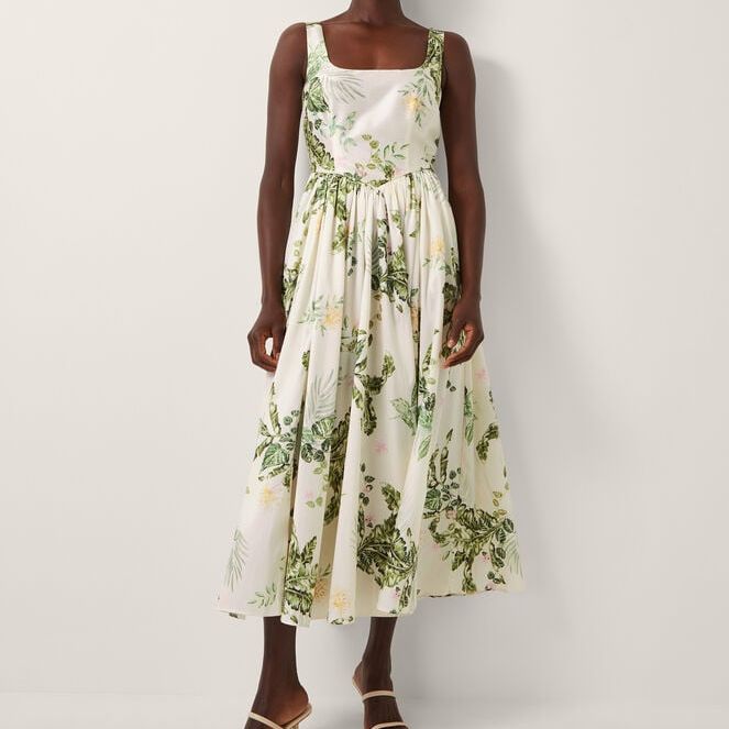 Sicily Fit and Flare Midi Dress Cream