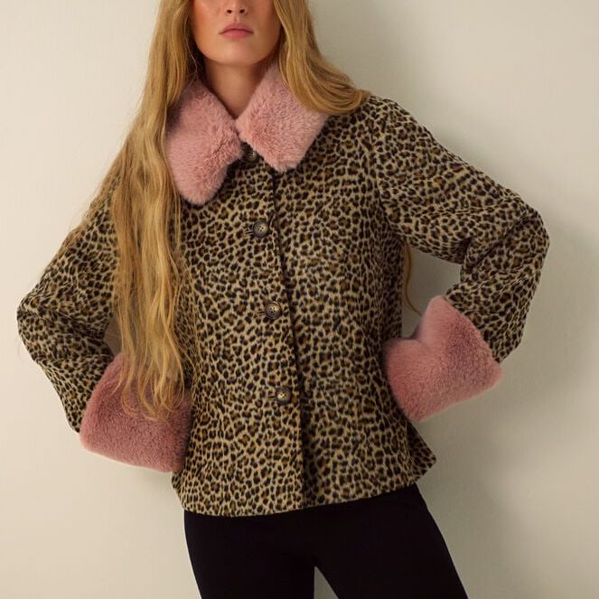 Monsoon X Queens of Archive Camilla Short Faux Fur Leopard Print Coat&amp;#8203; Brown