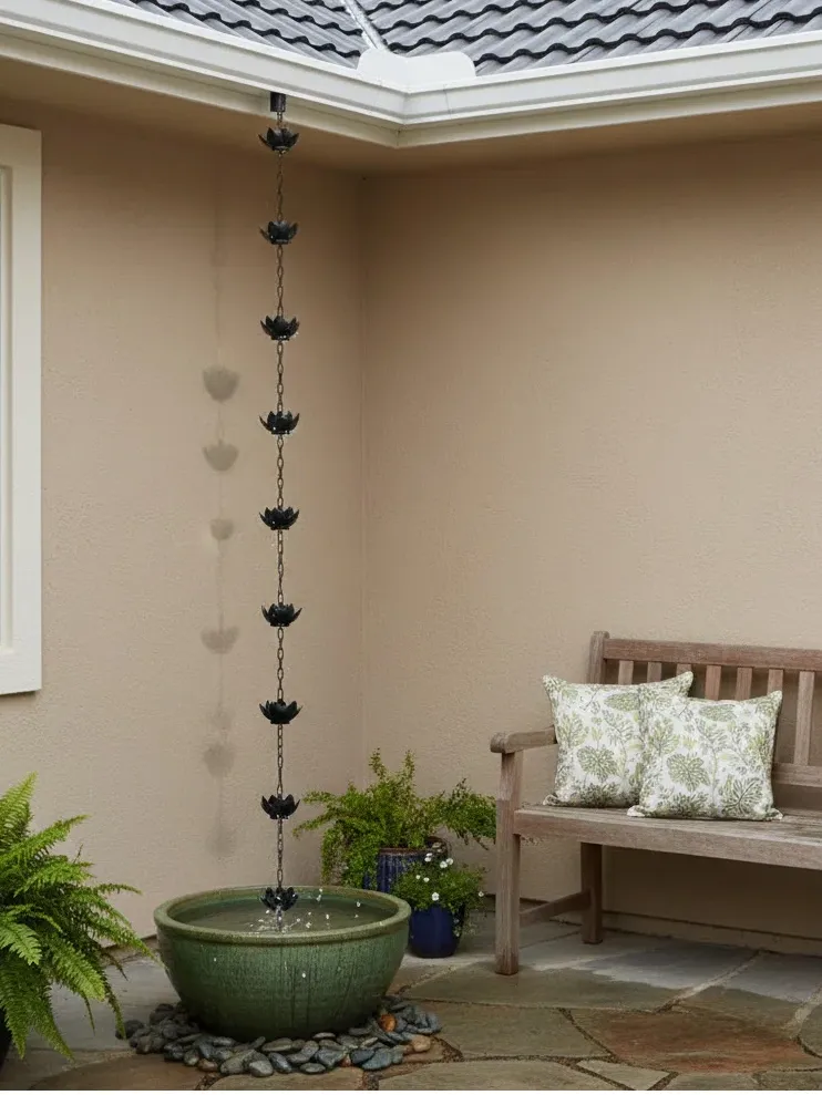 17 Stories , Elegant Lotus Rain Chain for Gutters