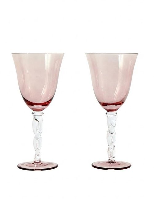 Bijou Pink Wine Glasses Set of Two