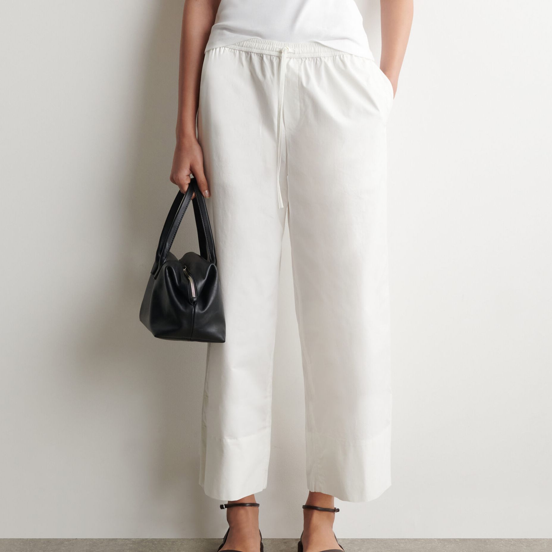 Cotton Straight-Leg Drawstring Trousers