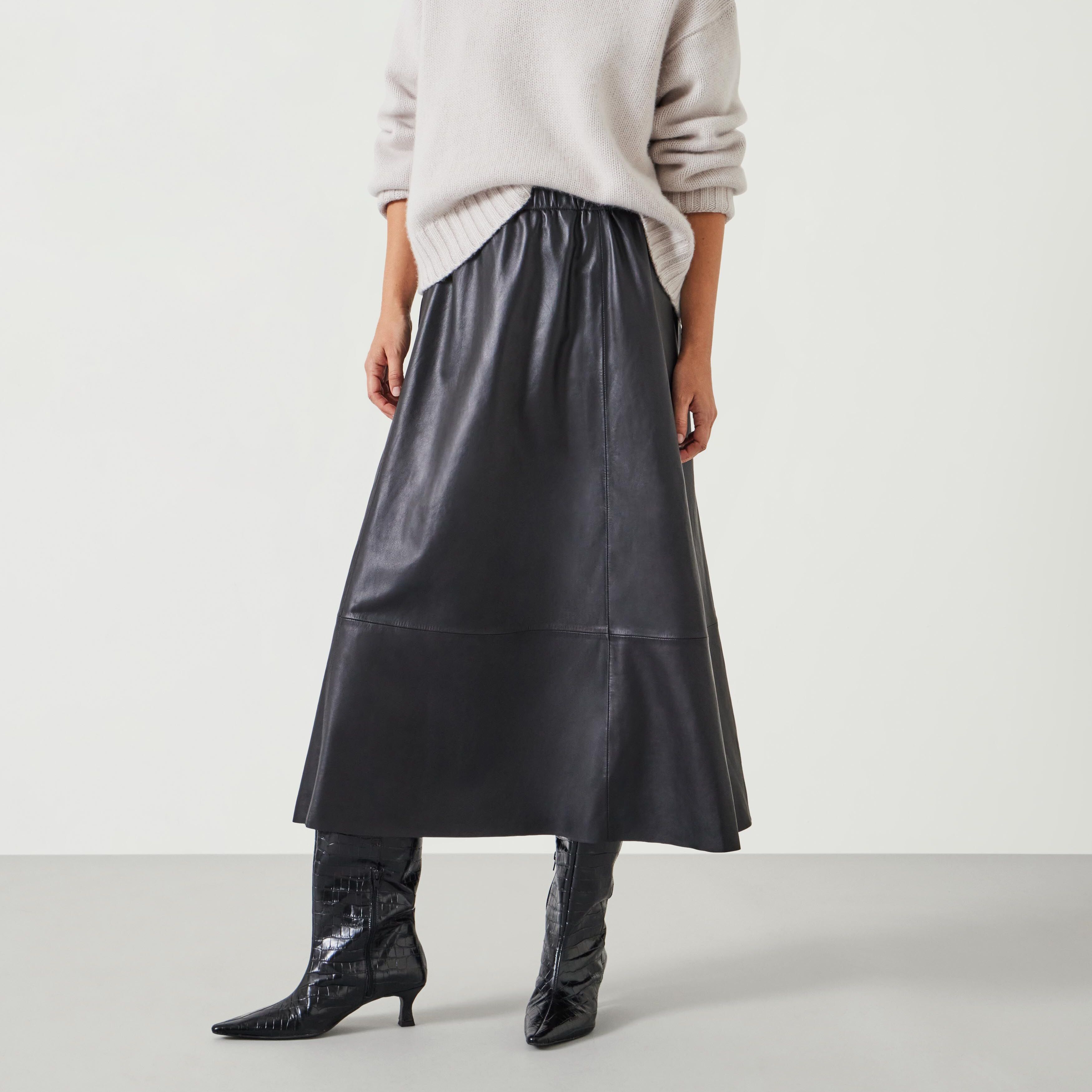 Agatha Leather Midi Skirt