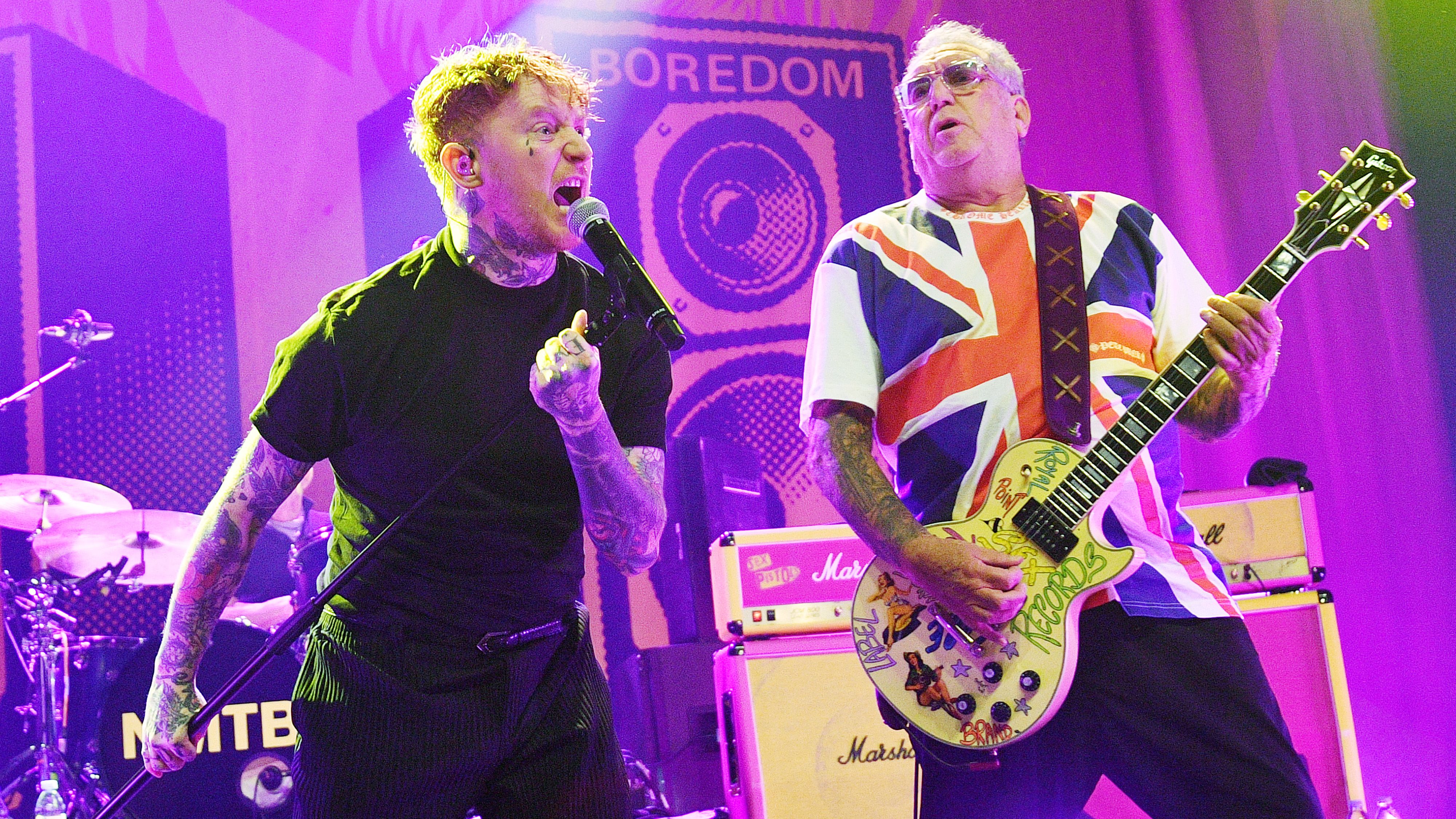 LONDON, ENGLAND - SEPTEMBER 26: Frank Carter performs with Steve Jones of the Sex Pistols at O2 Forum Kentish Town on September 26, 2024 in London, England. (Photo by Jim Dyson/Getty Images)
