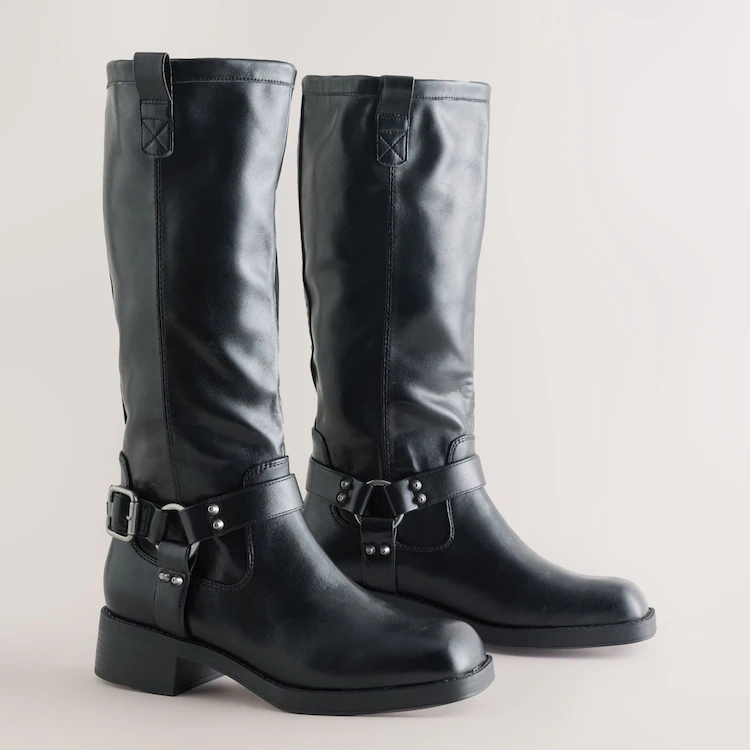 Next, black biker boots