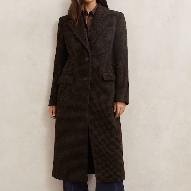 Reiss houndstooth check brown coat