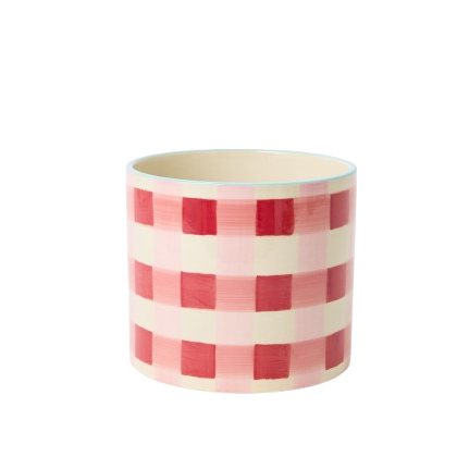 Pink Gingham Ceramic Plant Pot | Oliver Bonas
