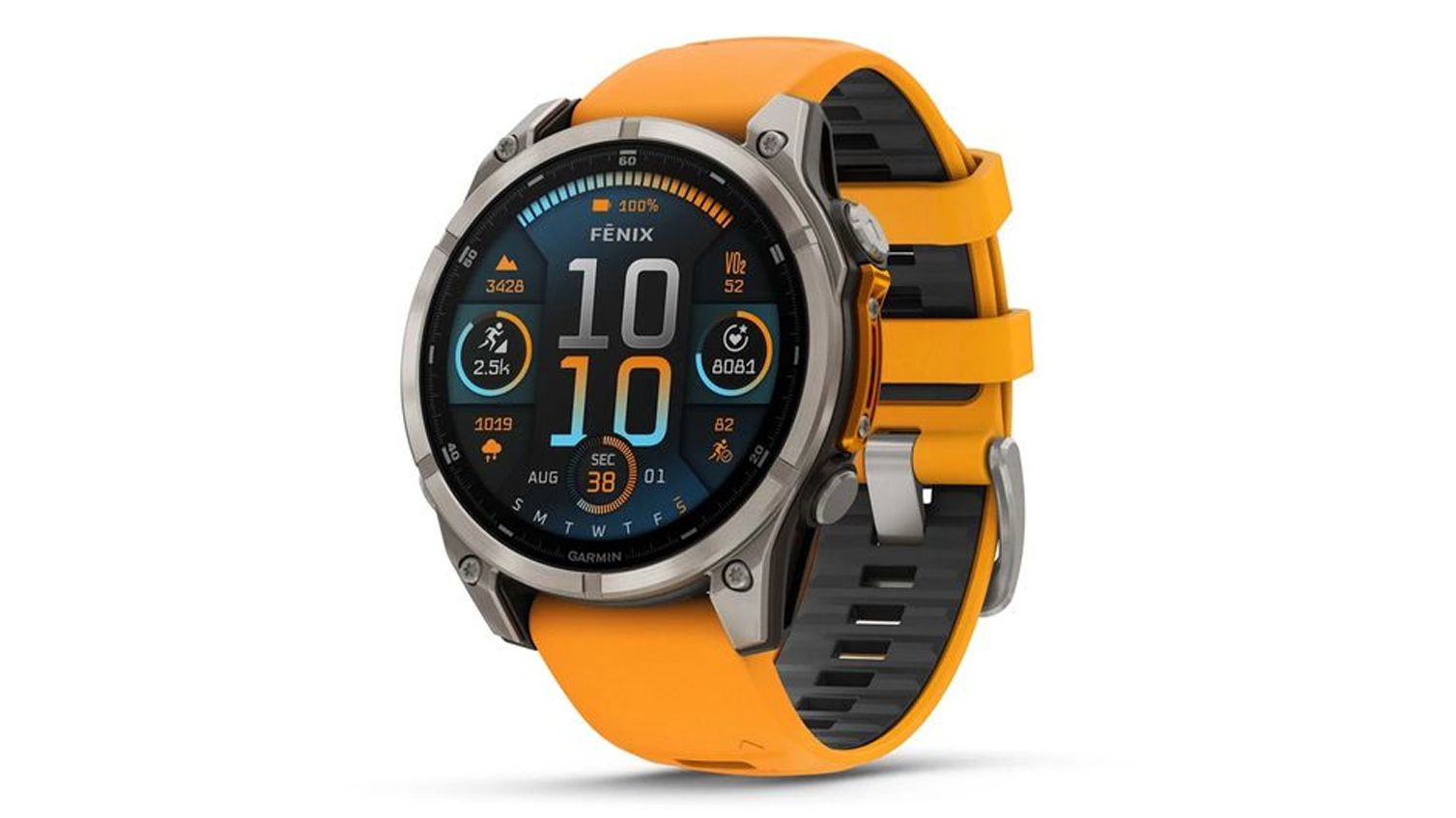 Garmin Fenix 8 on a white background