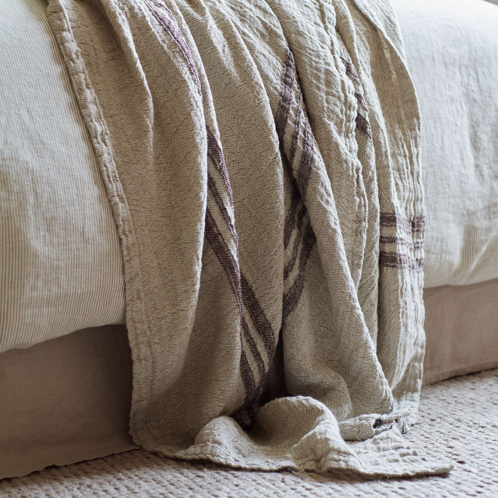 Secret Linen Store, Natural Elijah 100% Linen Throw