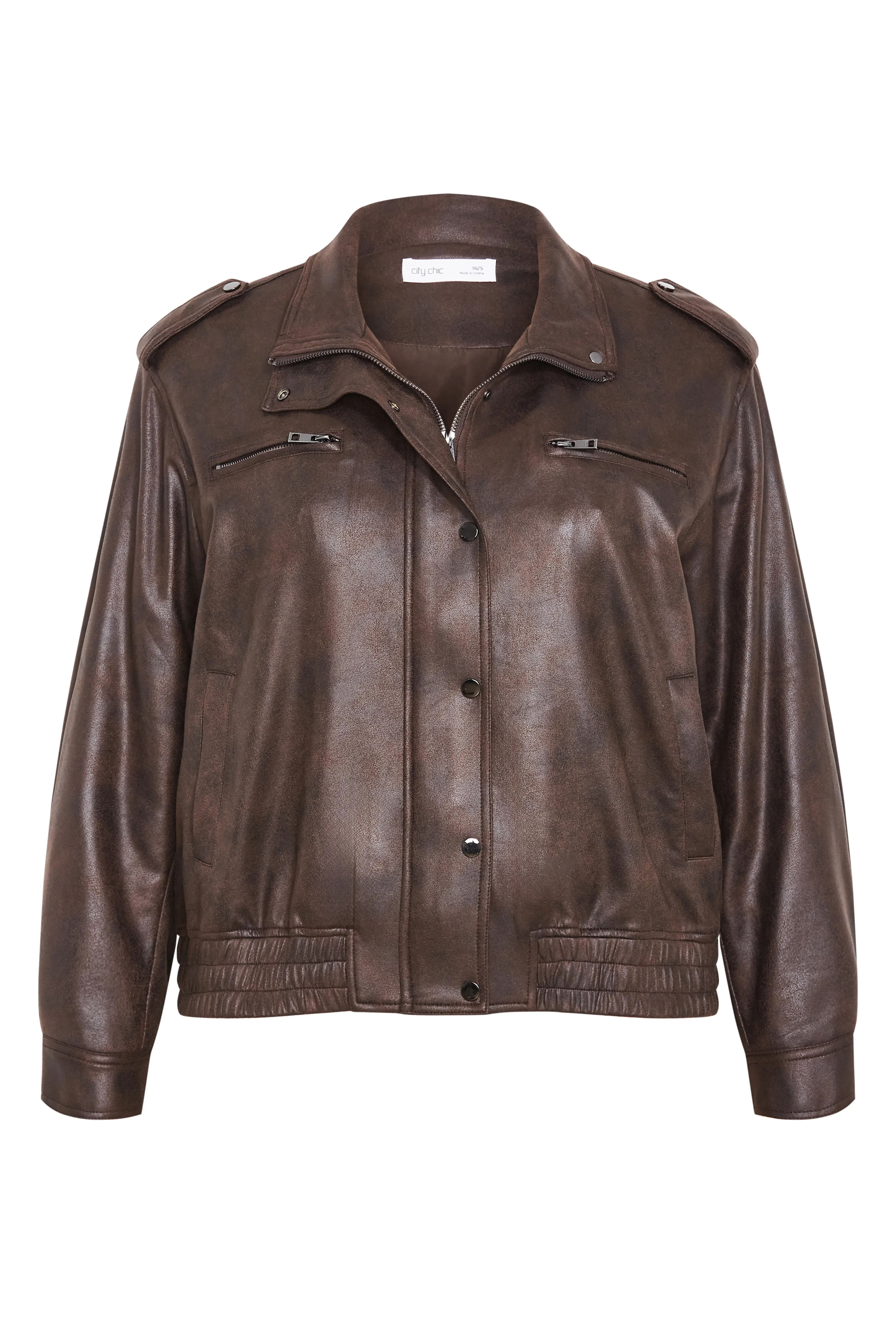 city chic leather bomber
