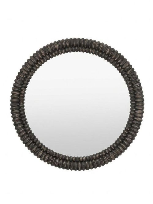 Groove Round Mirror in Black Wash
