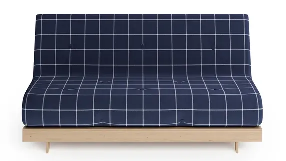 blue grid check futon