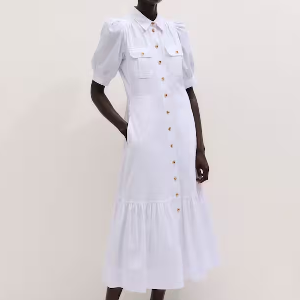 ME+EM, white cotton midi shirt dress