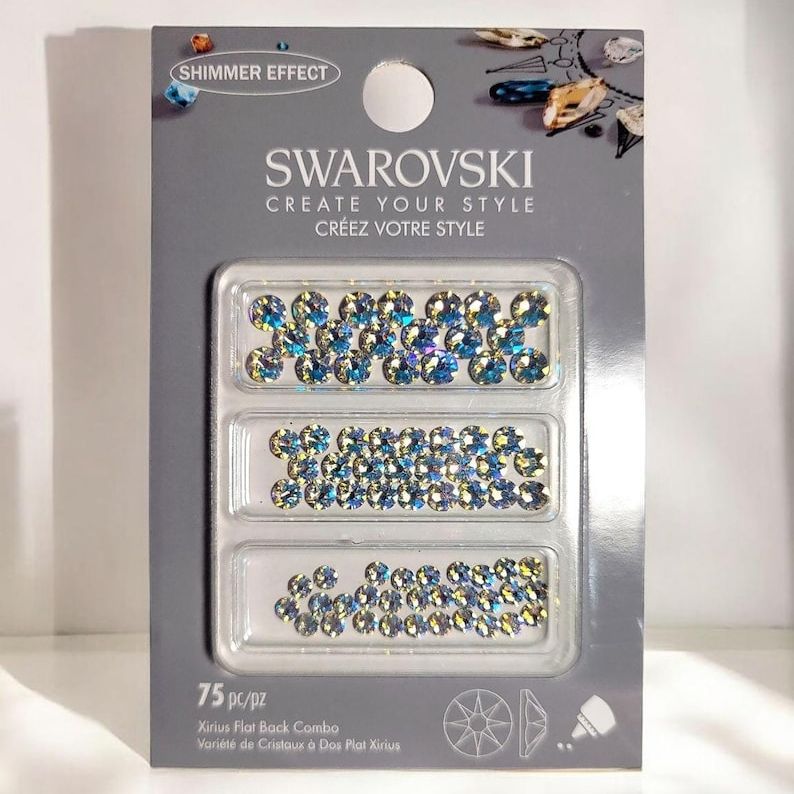75 Pc Authentic Swarovski Crystals | Xirius Flat Back 3-Combo | Rhinestones | Handmade Jewelry Earring Findings | Craft Gems | Embellishment