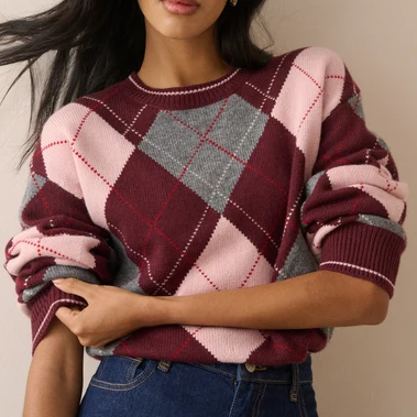 Nobody's Child, Burgundy Argyle Jumper