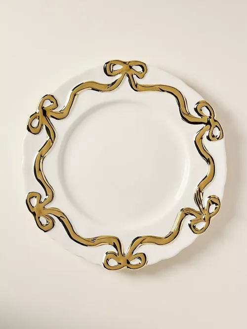 Benedita Gold Bow Stoneware Side Plates, Set of 4