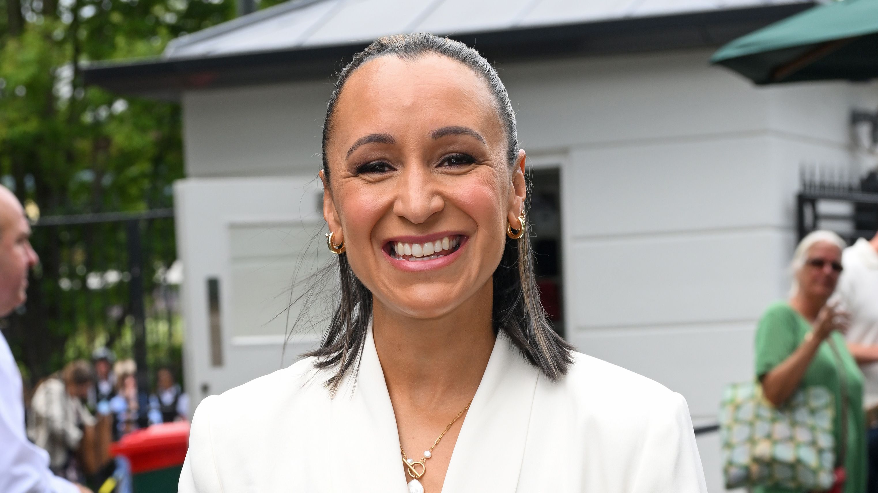 LONDON, ENGLAND - JULY 05: Dame Jessica Ennis-Hill attends day seven of the 2026 Wimbledon Tennis Championships at the All England Lawn Tennis and Croquet Club on July 05, 2026 in London, England. (Photo by Karwai Tang/WireImage)