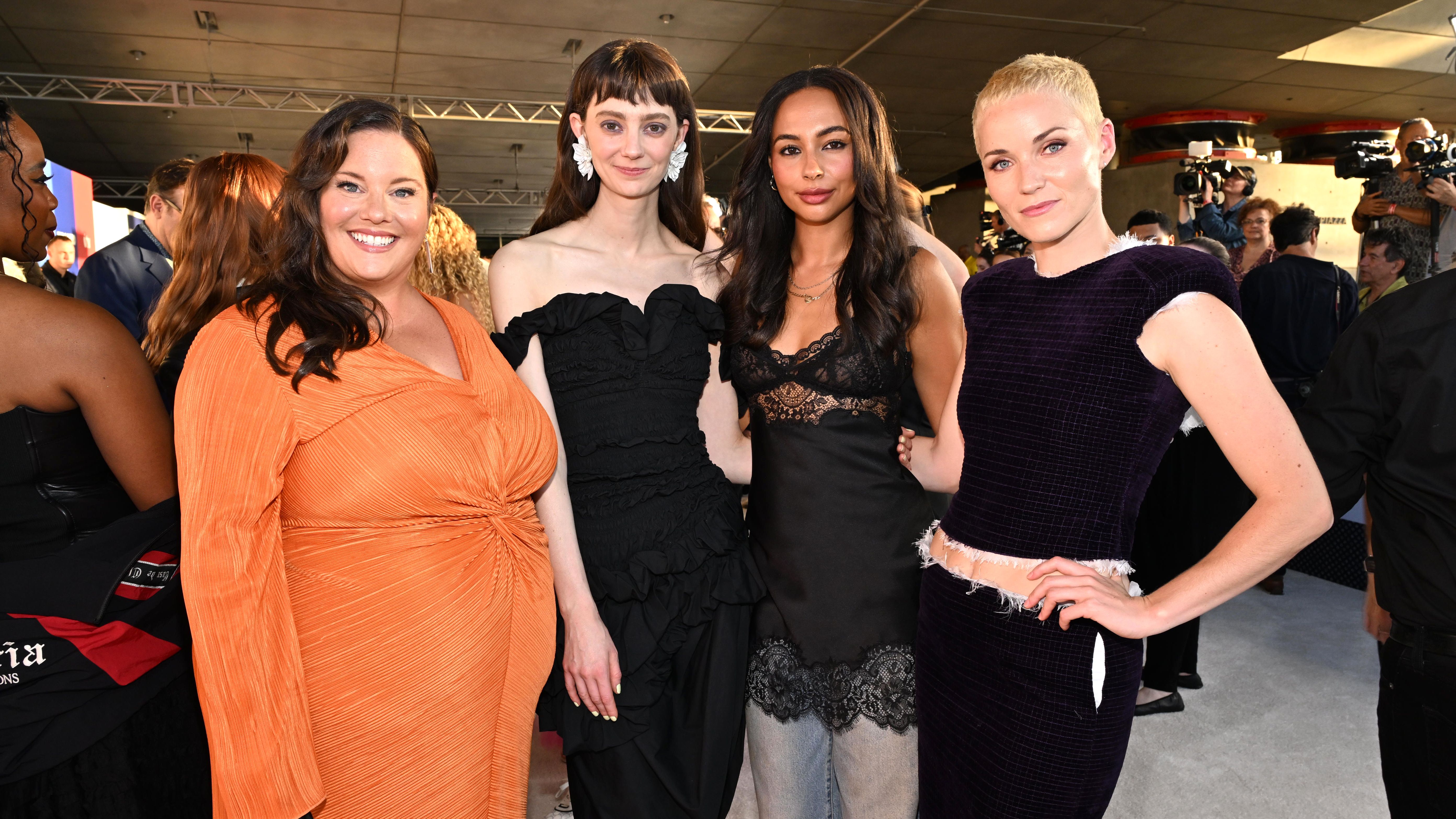 (L-R) Lauren Hendricks, Tanya Reynolds, Abbie Hern and Jude Mack attend the world premiere of Ted Lasso S4. The new season of Ted Lasso premieres globally on Apple TV on Wednesday, August 5, 2026.