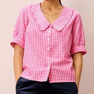 Brora Cotton Gingham Chelsea Blouse