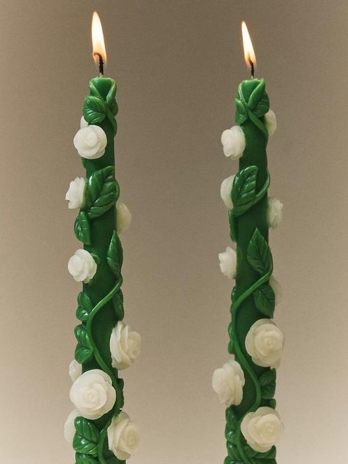 Rose Vine Taper Candles
