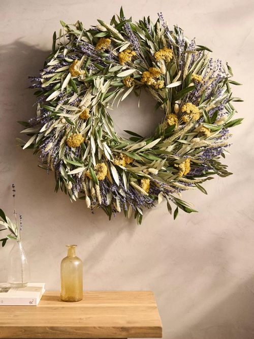 Dried Lavender, Yarrow + Olive Wreath
