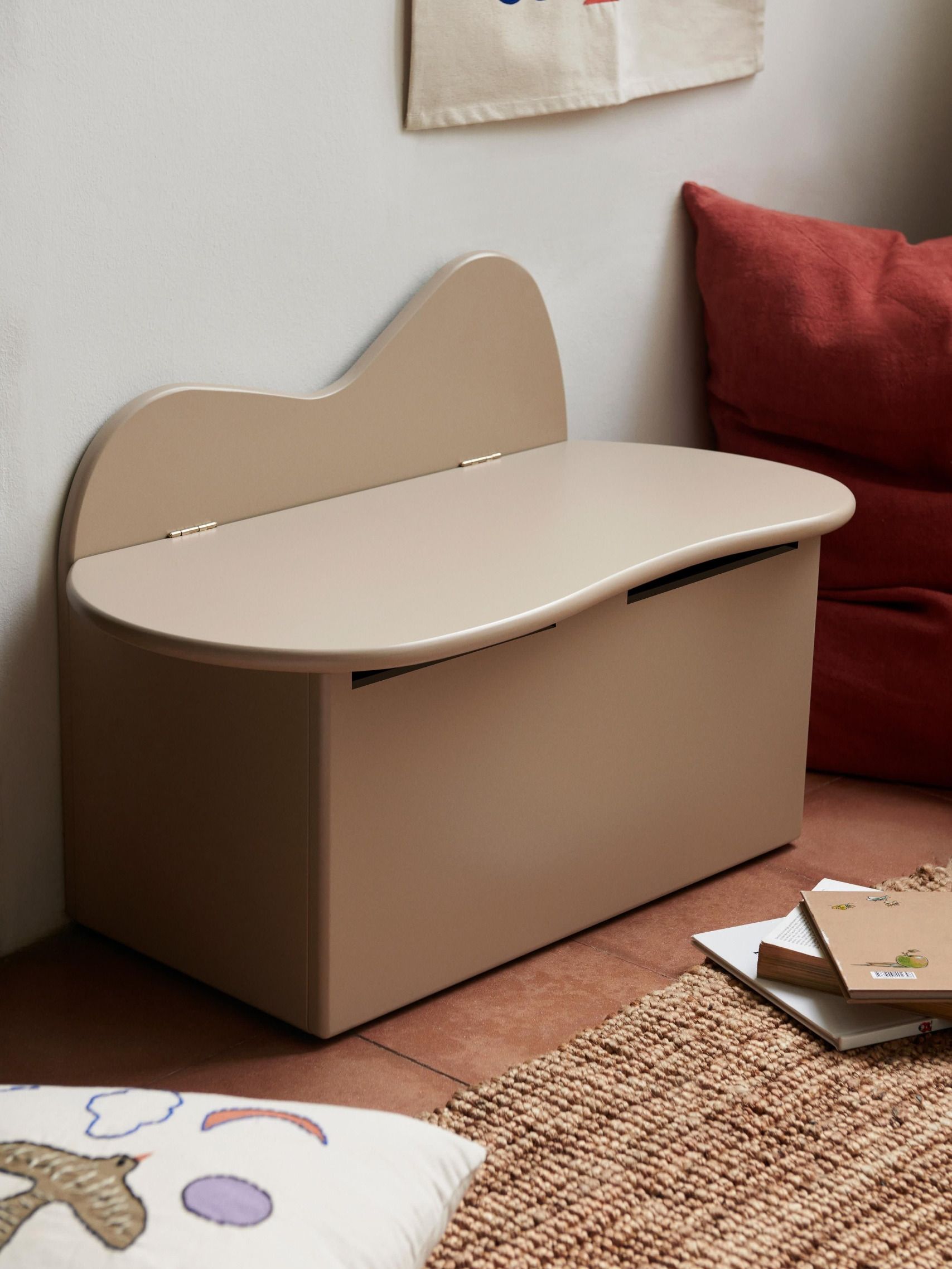 Kids Wooden Bench Slope With Storage Space