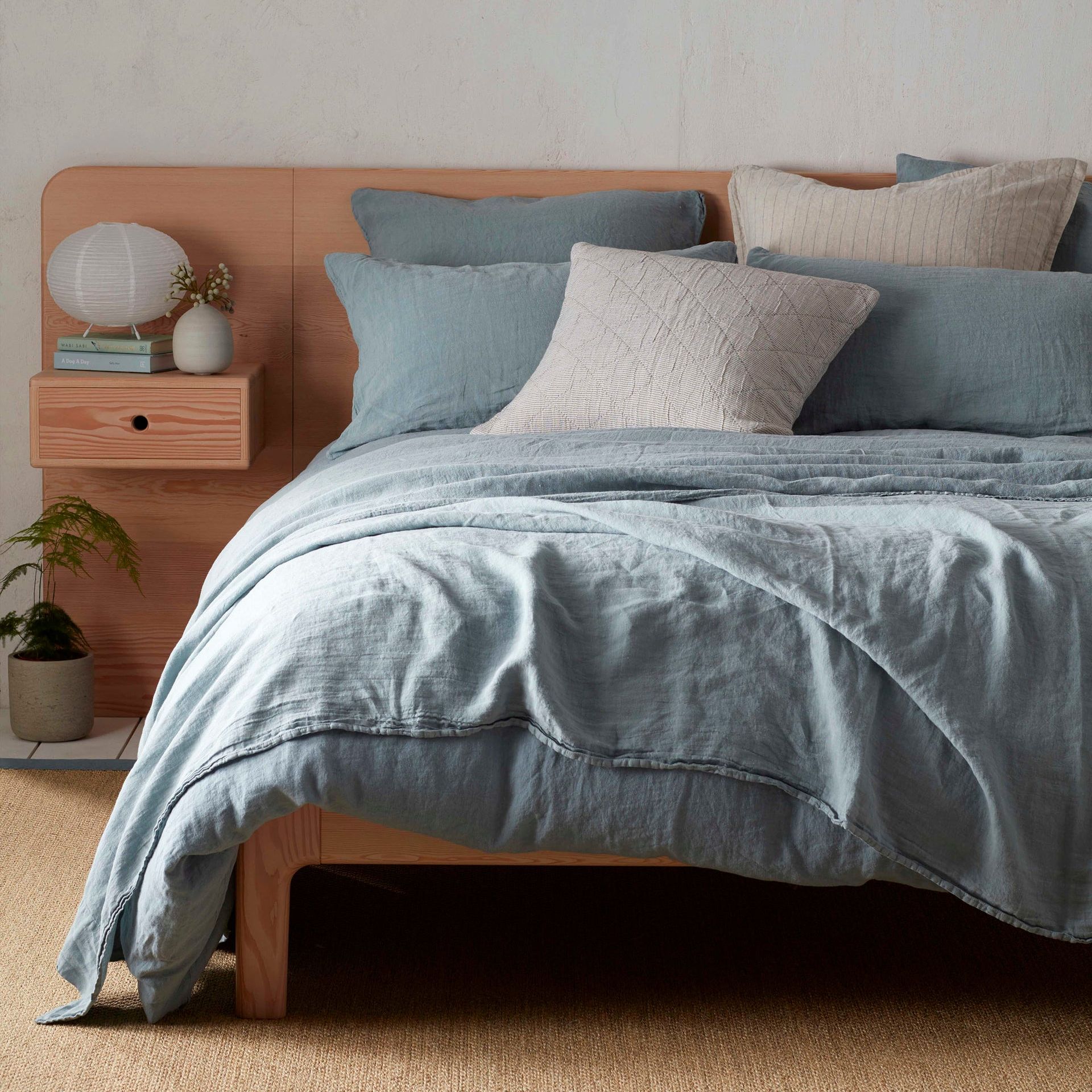 Teal 100% Linen Duvet Cover - Single